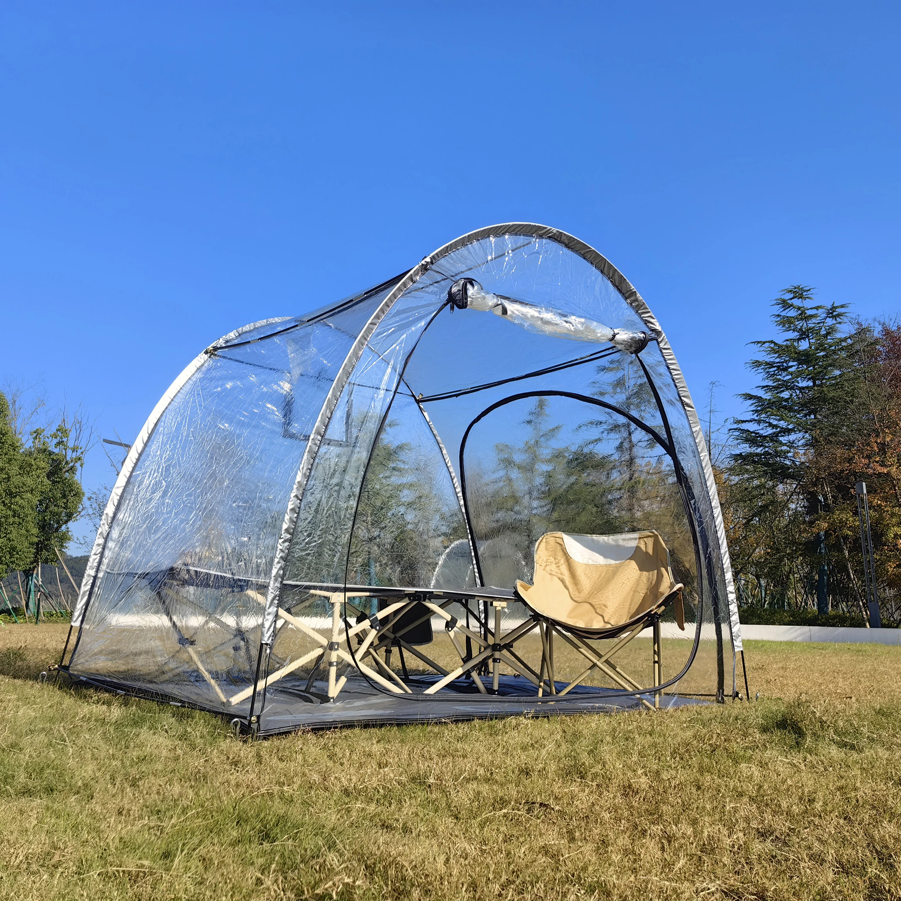 

Bubble Tent - Transparent Igloo Tent - 2-3 Person Screen House for Patios - Large Oversize Weather Proof Pod - Cold Protection