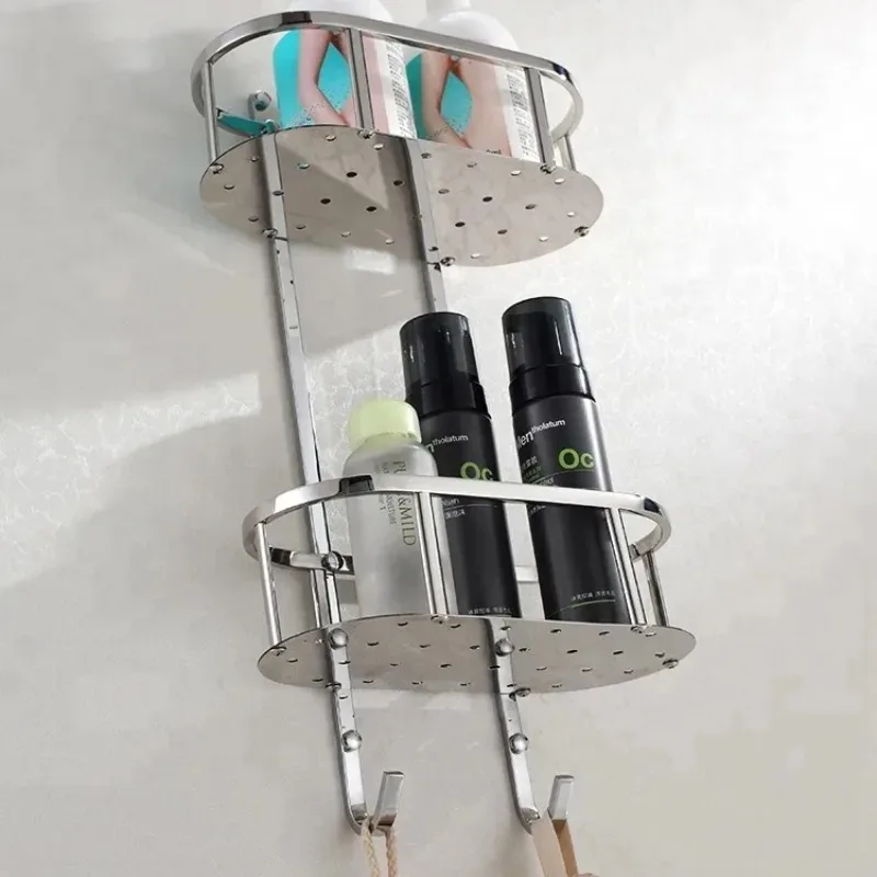 

Bathroom Two Tiers Basket Shampoo Shelf and Shower Caddy Soap Holder