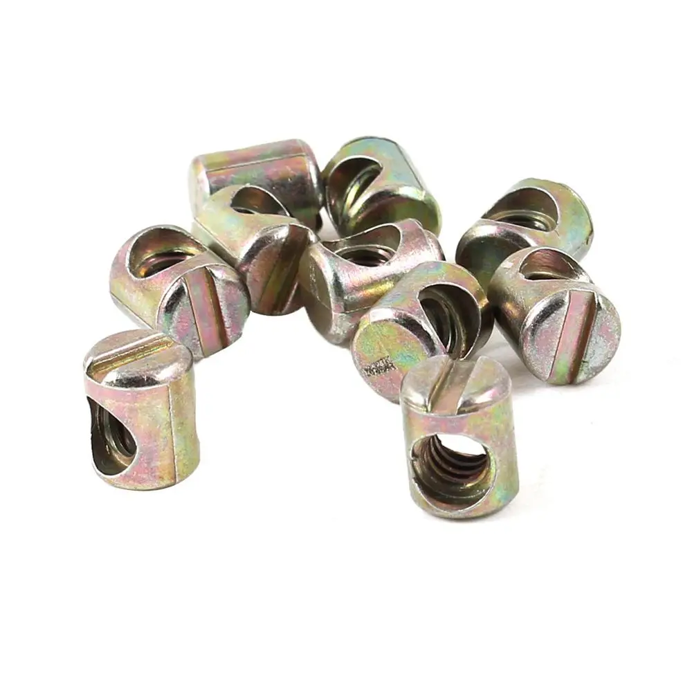 100pcs Color Zinc Plated Slotted Cross Barrel Dowel Nuts Furniture Assembly Hardware Accessories for Home Improvement