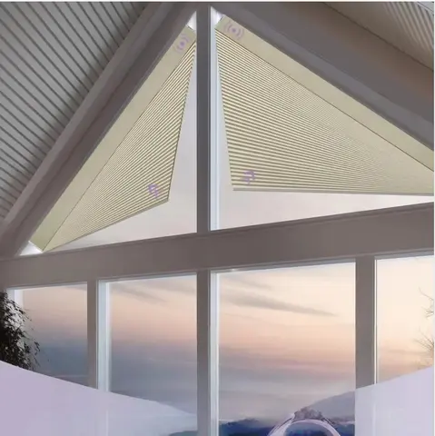 Factory Price Motorized Compatible With Alexa Triangle Shaped Blackout Honeycomb Blinds For Irregular Window