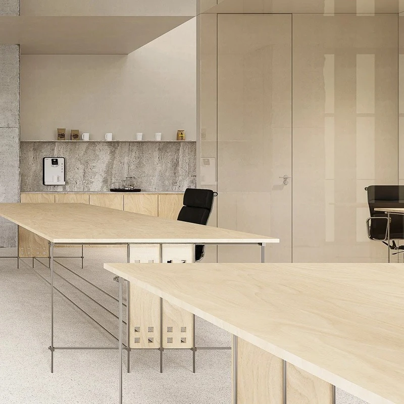 البتولا المحيط لوحة الفولاذ المقاوم للصدأ طاولة المؤتمرات طاولة طويلة بسيطة الحديثة المحور البصري مكتب ثقب لوحة مكتب مكتب الكمبيوتر #3