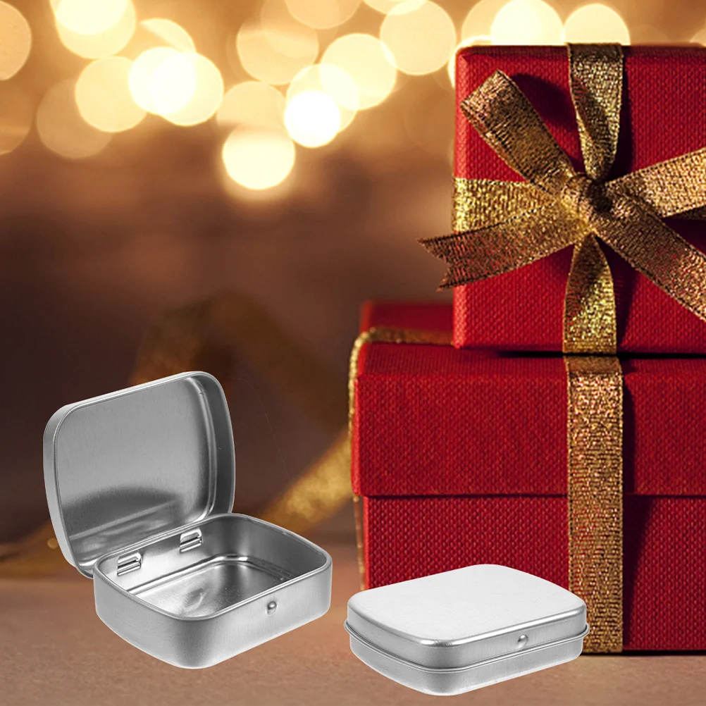 

5Pcs Portable Mini Tin Box Metal Storage Container Rectangular Hinged Lid Small Organizer for Beads Jewelry Nail Art Supplies