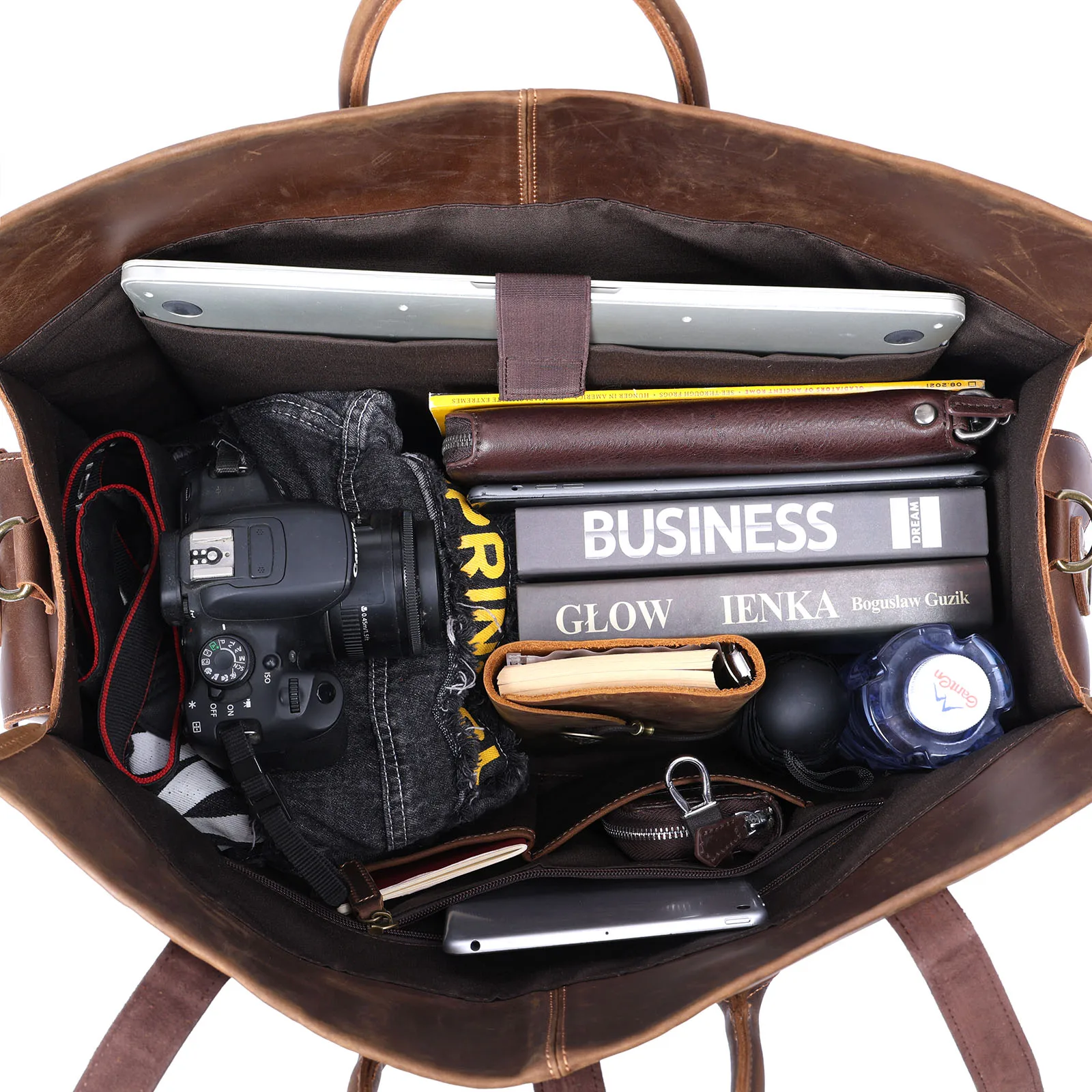 Vintage Echtleder-Reisetasche für Herren, Große Kapazität, Leder-Sporttasche, Klassischer Stil, Wochenendtasche, Übernachtungstasche – Detail 33