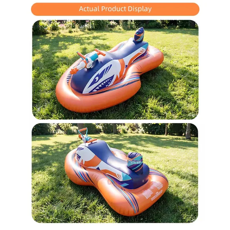Kids Large Inflatable Pool Ride‑on Float with Water Gun Water Spray Toy for Summer Pool Water Entertainment