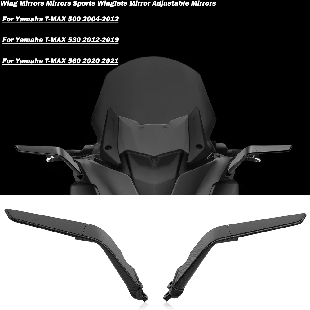 For Yamaha TMAX560 2020 2021 Mirrors Stealth T-MAX 500 TMAX530 Wing Mirrors Mirrors Sports Winglets Mirror Adjustable Mirrors