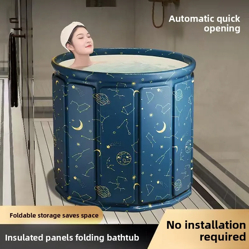 PVC Foldable Bathtub Full Body Bath Tub for Adults Kids Insulated Portable Home Shower Bucket & Baby Washing Basin