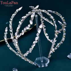 TOPQUEEN-Diadema de diamantes de imitación para mujer, accesorios para el cabello, tocado de novia de cristal, joyería de moda, decoración para la cabeza, HP611