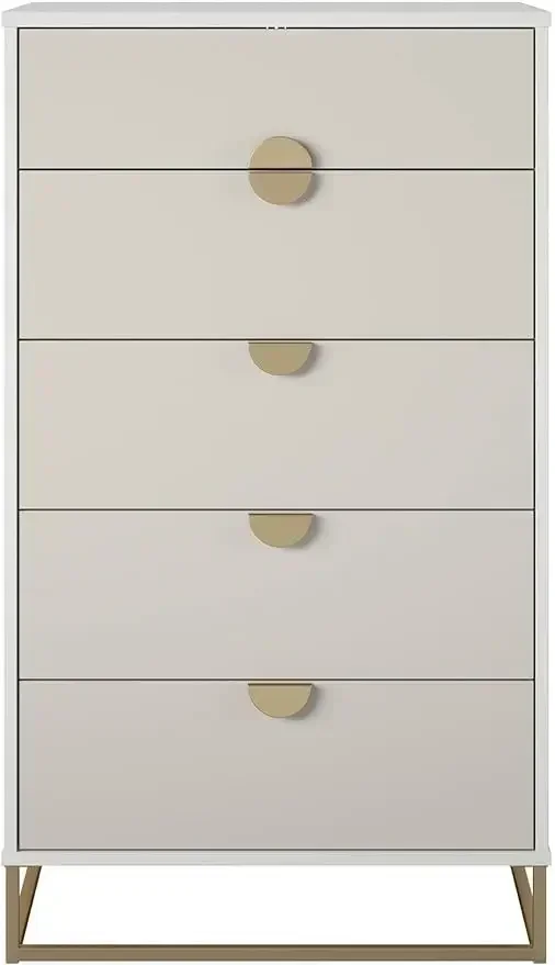 Cómoda con cajones Novofree Kelly-5, blanco/taupe