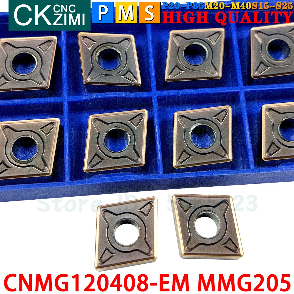 CNMG120408-EM MMG205 CNMG 120408 EM MMG205 إدراجات كربيد خارجية أدوات إدراج تحول CNMG1204 EM EF CNC مخرطة معدنية ميكانيكية أدوات قطع تحول