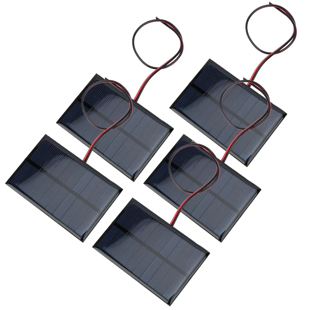 

5Pcs Module Kit DC5V Solar Panel with 30cm/11.8in Wire 60x90mm Cell Power Module 150mA Solar Panel Module DIY Projects