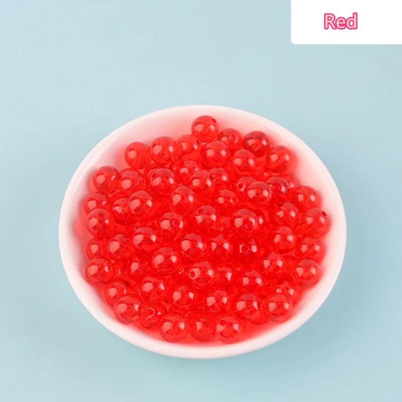 Acrylic Piercing Transparent Red Round Beads DIY Beaded Handmade Material Nail Ornaments Resin Accessories