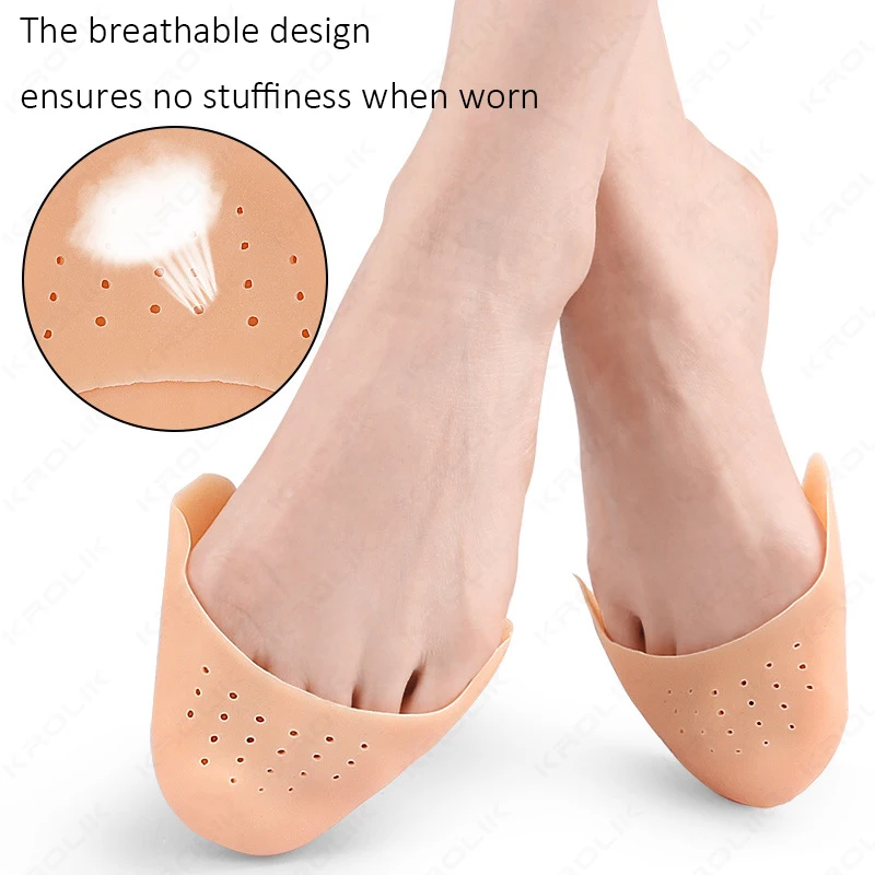 1 pasang Pelindung Jari Kaki Silikon Gel Profesional untuk Sepatu Balet Pointe, Bantalan Telapak Kaki Depan, Pelindung Jari Kaki Elastis