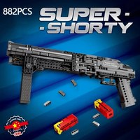 882PCS Military Gun Super Shorty Shotgun Technology Building Block Model Movie Game Weapon Bricks Toys For Kid Holiday Gifts