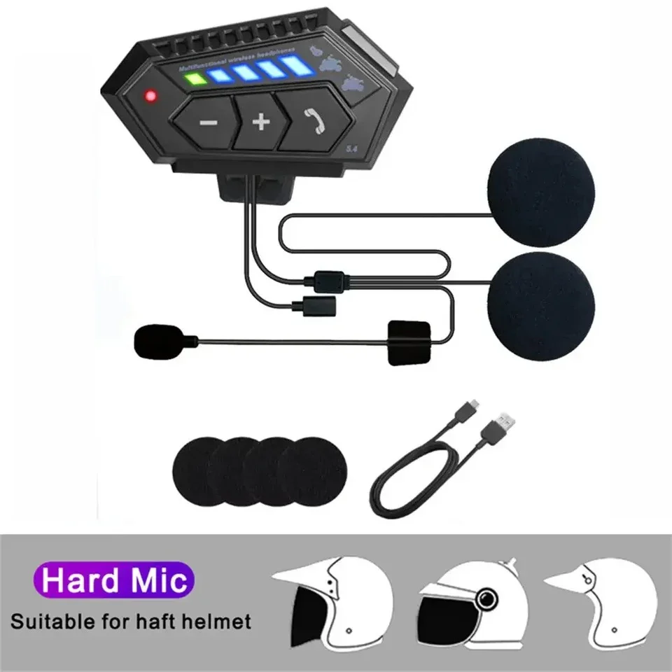 1/2PCS Bluetooth 5.4 Motorcycle Helmet Headset Wireless Handsfree Call Music Earphone Waterproof Headphone for Riders GPS