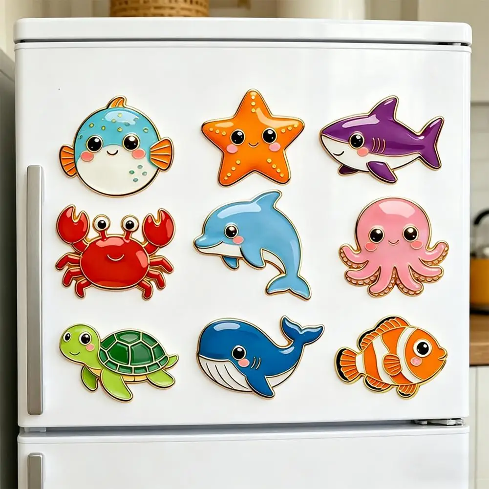 2026 9Pcs Refrigerator Magnets Set Creative Cute Magnetic Stickers for Doors Car Fridge Refrigerator Birthday Kitchen Decor