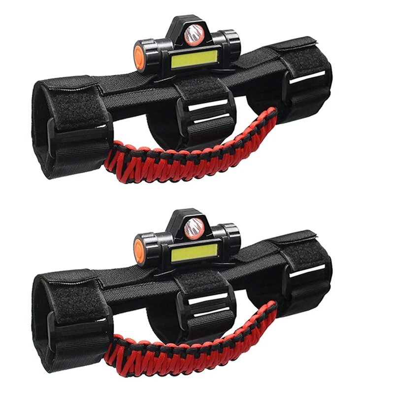 2X Roll Bar Grab Handles With Dome Light For Jeep Wrangler CJ YJ TJ JK JL Gladiator JT 1945-2021 Interior Lights Bar Red