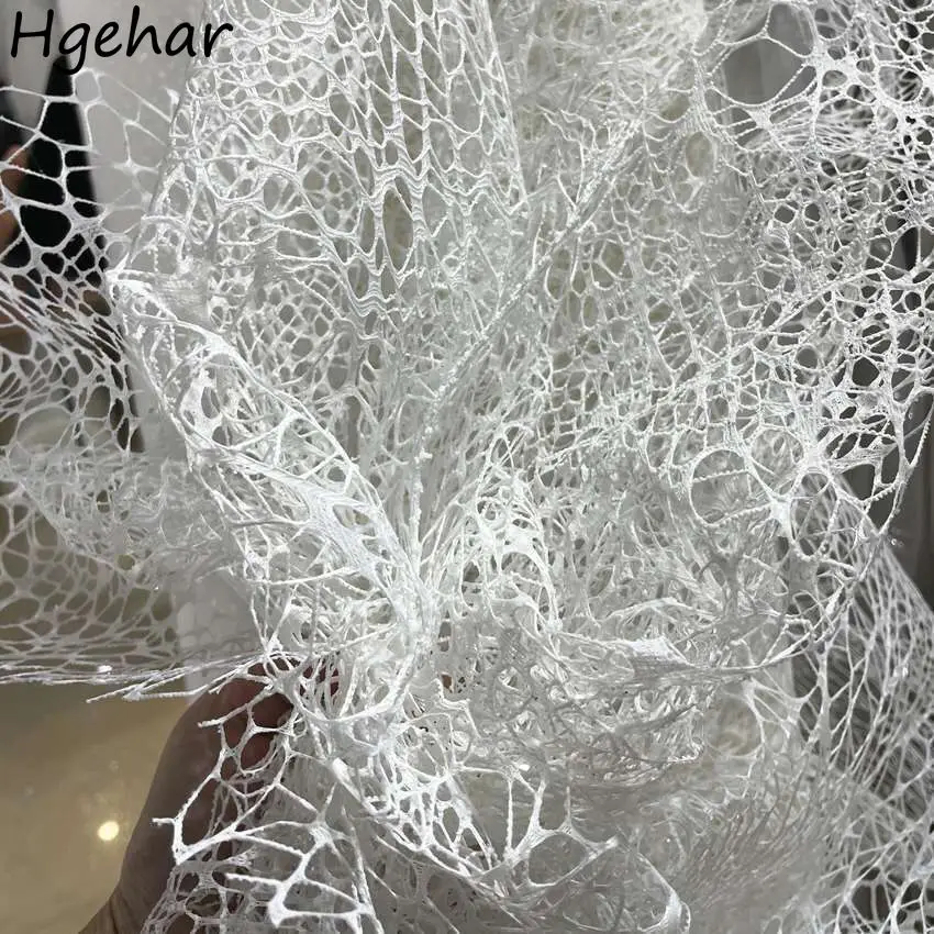 White Hollow Out Mesh Fabric Design DIY Handmade Art Crafts Wedding Modeling Material Sewing Clothing Accessories Aesthetic Ins