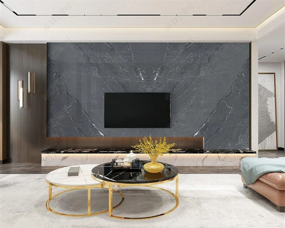 beibehang Customized latest multiple materials light blue medium gray large board marble pattern background silky  wallpaper