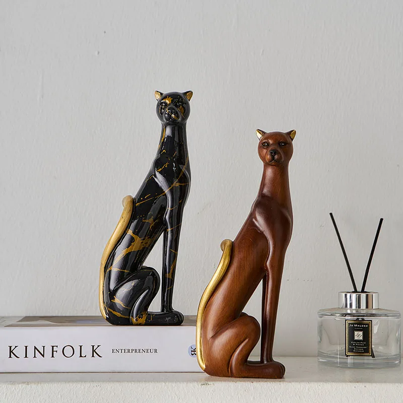 European Style Painted Leopard Sculpture Ornaments Abstract Art Animal Crafts Living Room Office Bookcase Leopard Ornaments  New view 3