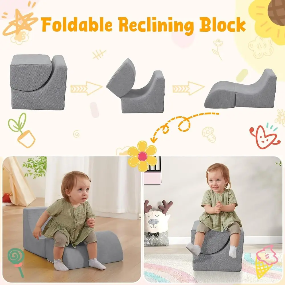 Blocchi da arrampicata in schiuma per bambini da 6 pezzi con pozzo per palline, set da gioco morbido per interni per età 1-3, struttura modulare lavabile (palle non inc