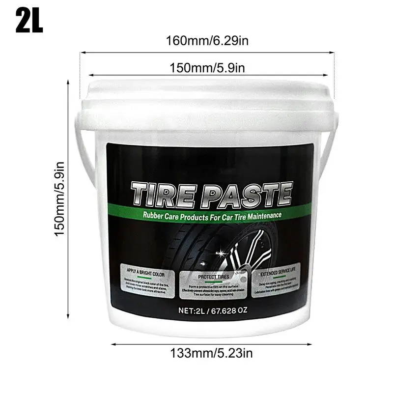 2L Tire Care Wax with Tire Wax Special Sponge Polish Brightener Protecting Maintenance Refurbishing High Gloss Tire Shine Wax