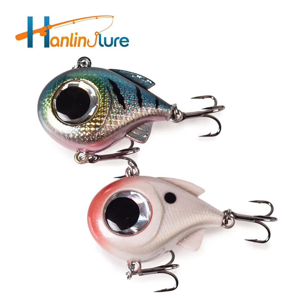 Hanlin 3D Big Eyes VIB 4 cm/1,57 Zoll/8,5 g Angelköder, sinkende Vibration, Rasselball, künstlicher harter lippenloser Köder, Bass Tackle