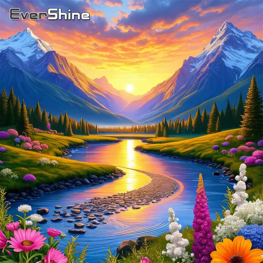 Evershine Diamant-Gemälde, Gänseblümchen, bunt, Acryl, Bastelbedarf, Diamant-Mosaik, DIY-Stickerei, Kindergeschenk