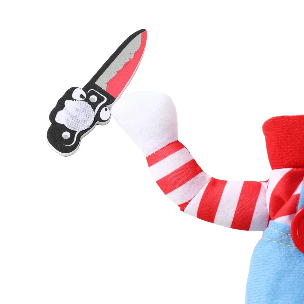 Funny Cat Clothes with Toy Knife Cute & Scary Pet Costume for Kittens Small Cats Dogs Halloween Cosplay Outfit Party Photo Props