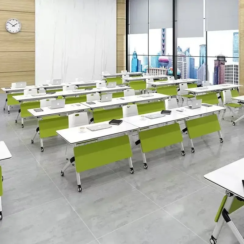 

Hot Sales Modern Folding Mobile Conference Table Education Institution Training Table And Chair Combination Can Be Freely Splice