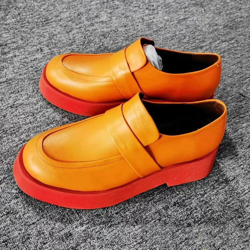 

British Style High Quality Soft Genuine Leather Loafers Thick Bottoms Platform Shoes Men Designer Dress Shoes