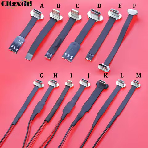 Micro USB Type-C Connector FPC 2Pin 3Pin W/ Resistor R1 Soft Flat Cable Male Charging Cable Fast Charge Wire Extention For Phone