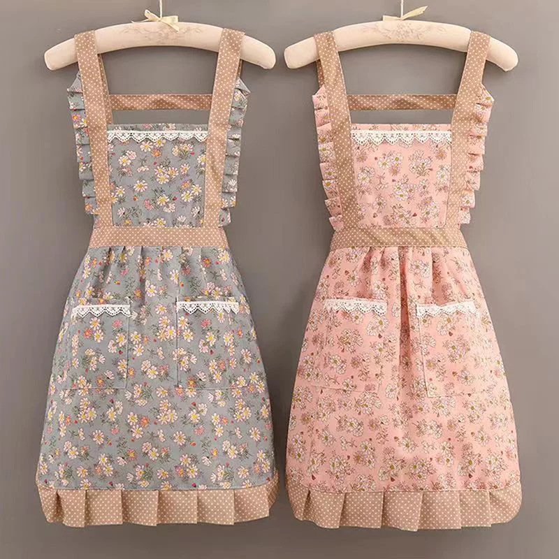 1PC Cute Canvas Home Apron For Women's Kitchen Cooking, Breathable, Anti Fouling, Wear Resistant, Cleaning, New Canvas Apron