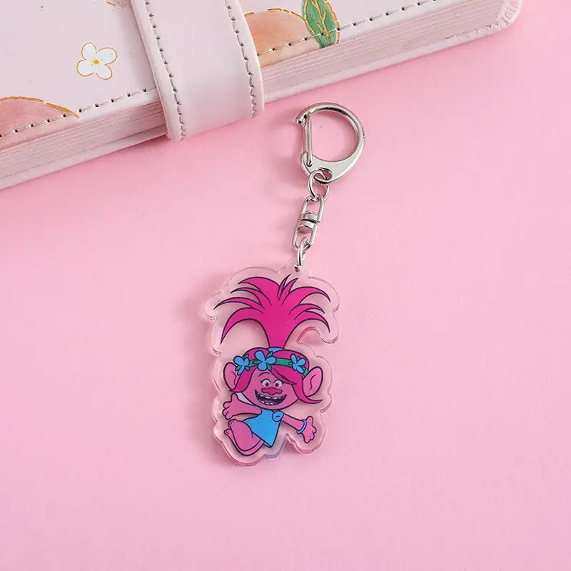 Acrylic Cartoon Anime Pendant Keychains Holder Car Key Chain Key Ring Phone Bag Hanging Jewelry Gifts Accessories Trolls