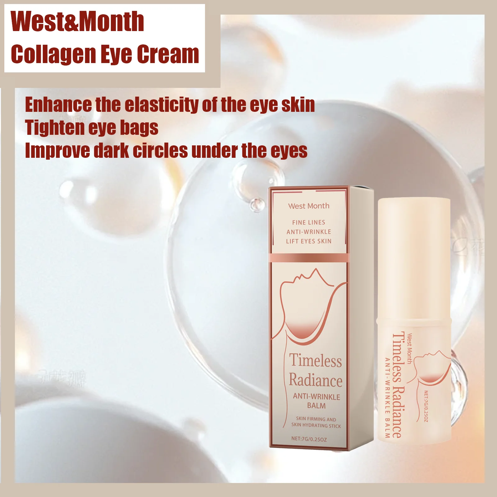 

West Month 7g Anti-Wrinkle Eye Cream Gentle Moisturizing Skin Care with Dark Circle Removal - Eye Massage Balm