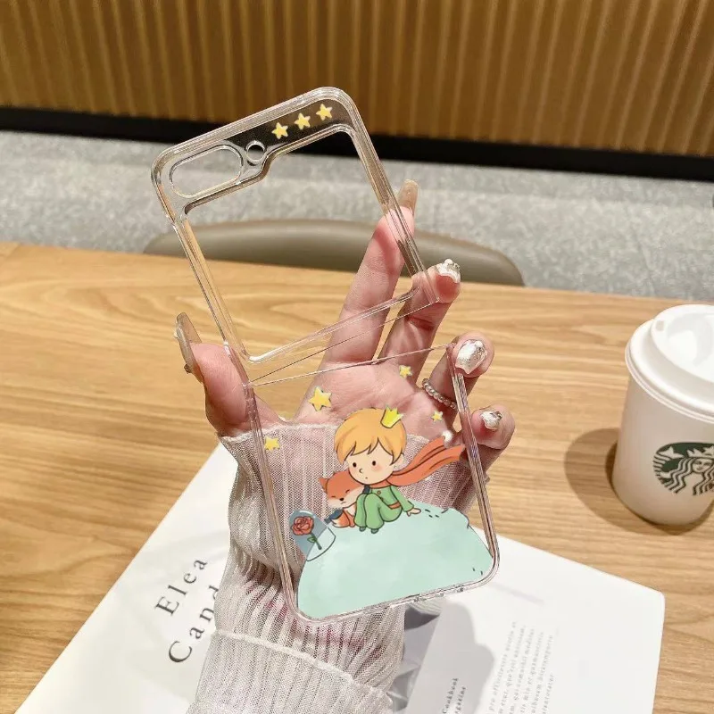 For Samsung Galaxy Z Flip 5 Little Prince Case for Samsung Zflip 3 4 Z Flip3 Flip4 Flip5 Case Transparent Hard Phone Cover Shell