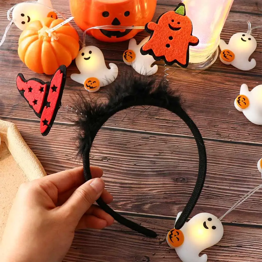 Gift Cartoon Halloween Feather Headband Spider Witch Hat Halloween Hairband Headwear Hairband Ghost Headband Girl