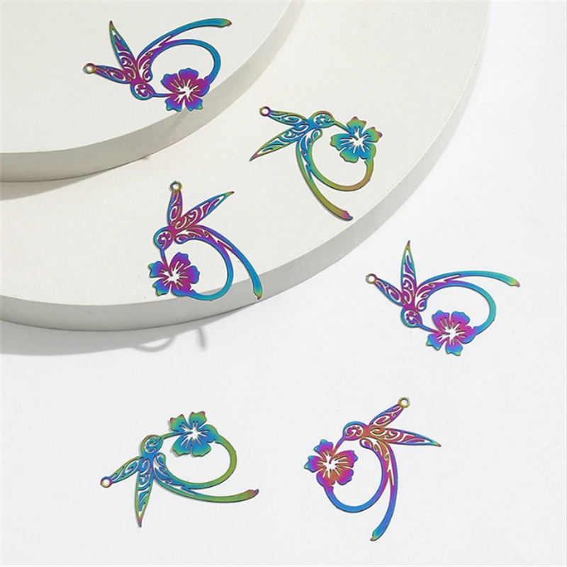 20Pcs/Lot New Retro Creative Stainless Steel Hollow Flower Charms Connectors DIY for Earrings Jewelry Findings Accessories