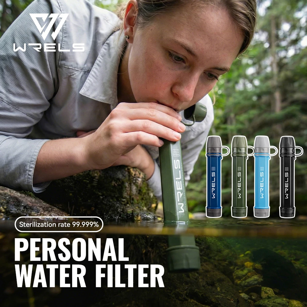 WRELS Outdoor Portable Water Purification Filter Carbon Fiber Water Purifier Hiking Camping Emergency Survival Supplies view 2