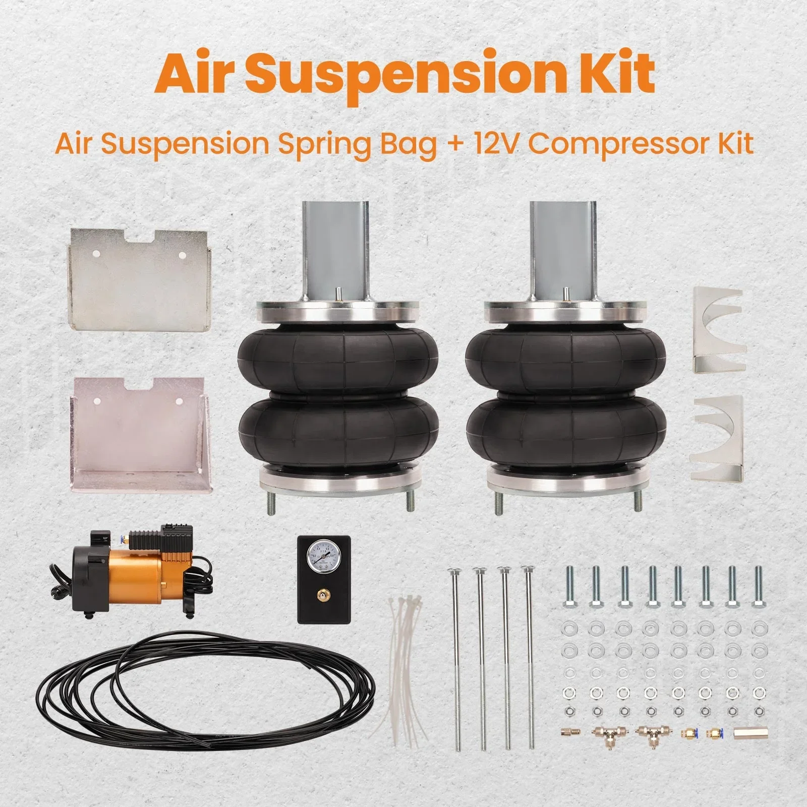 Air Suspension Spring Bag + 12V Compressor Kit for Iveco Daily 35S 35L 2006-2014