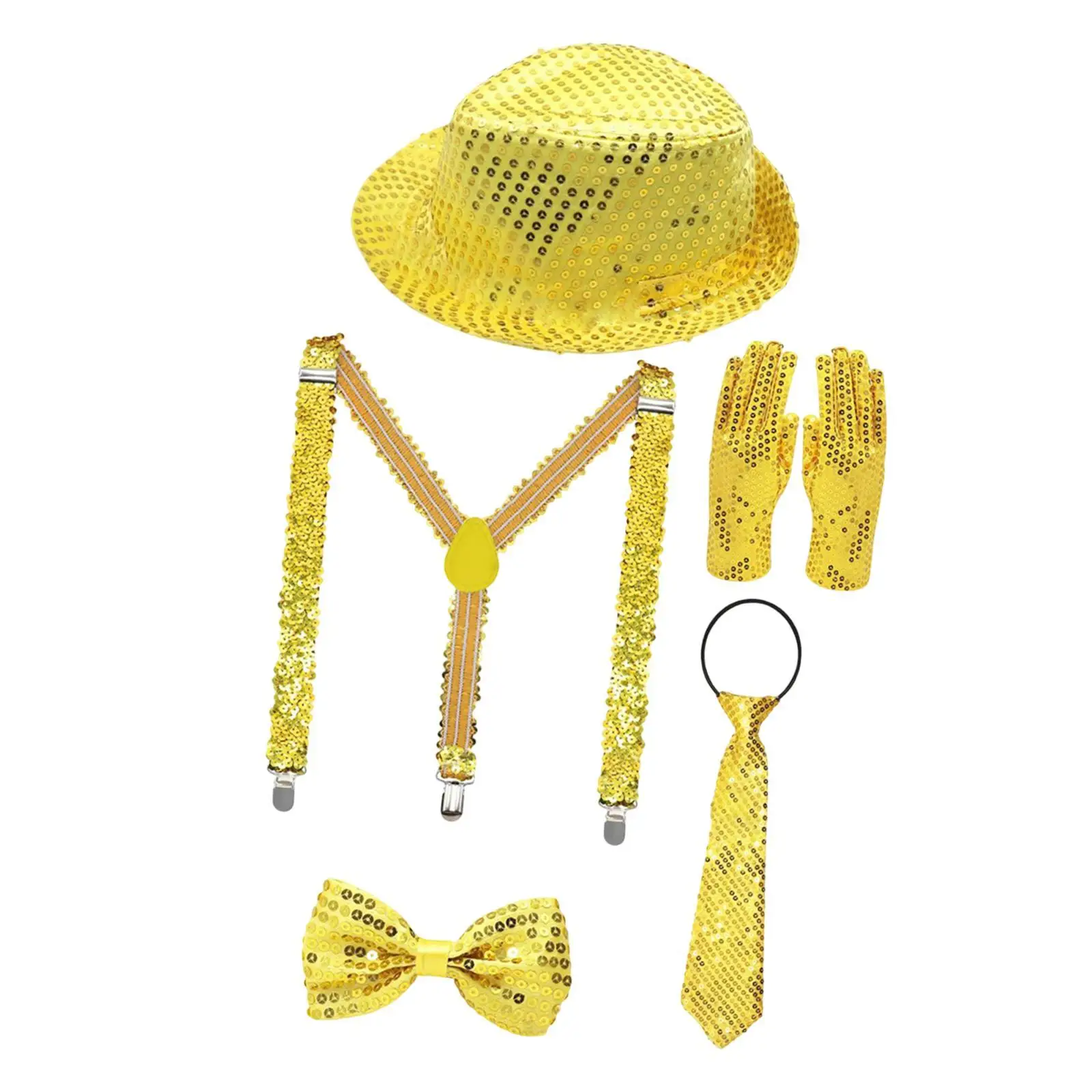 Top Hat Costume Set with Bow Tie with Necktie Suspender Jazz Hat for Festival Birthday Stage Performance Music Concerts Party