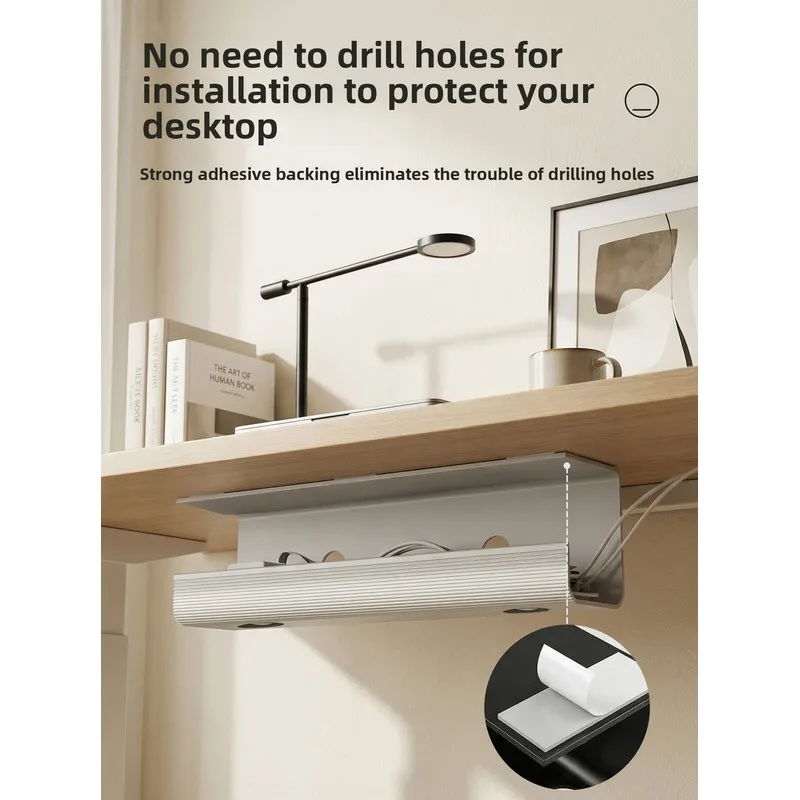 Large Under Desk Cable Management Tray 1 Pack PVC Cord Organizer for Standing Desk High Capacity Workstation