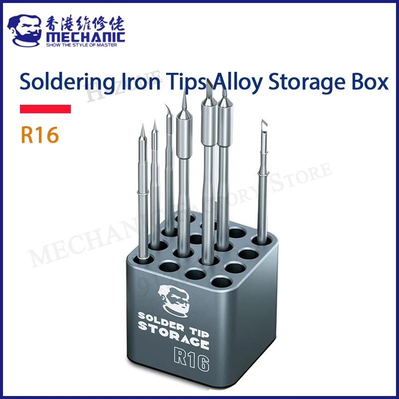 

Mechanical R16 Multifunctional Soldering Iron Tips Storage Box for C210 C245 C115 T12 Heating Core Organizer Welding Head Holder