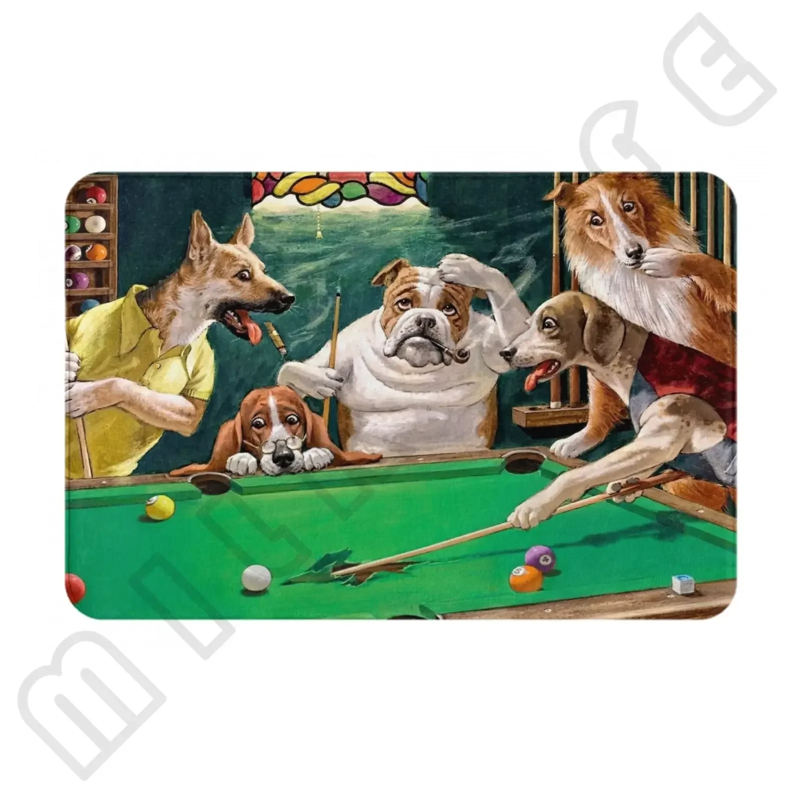 Funny Dog Ball Billiards Pool Eight-ball Doormat Rug Carpet Mat Footpad Polyester Non-slip Durable Entrance Kitchen Bedroom