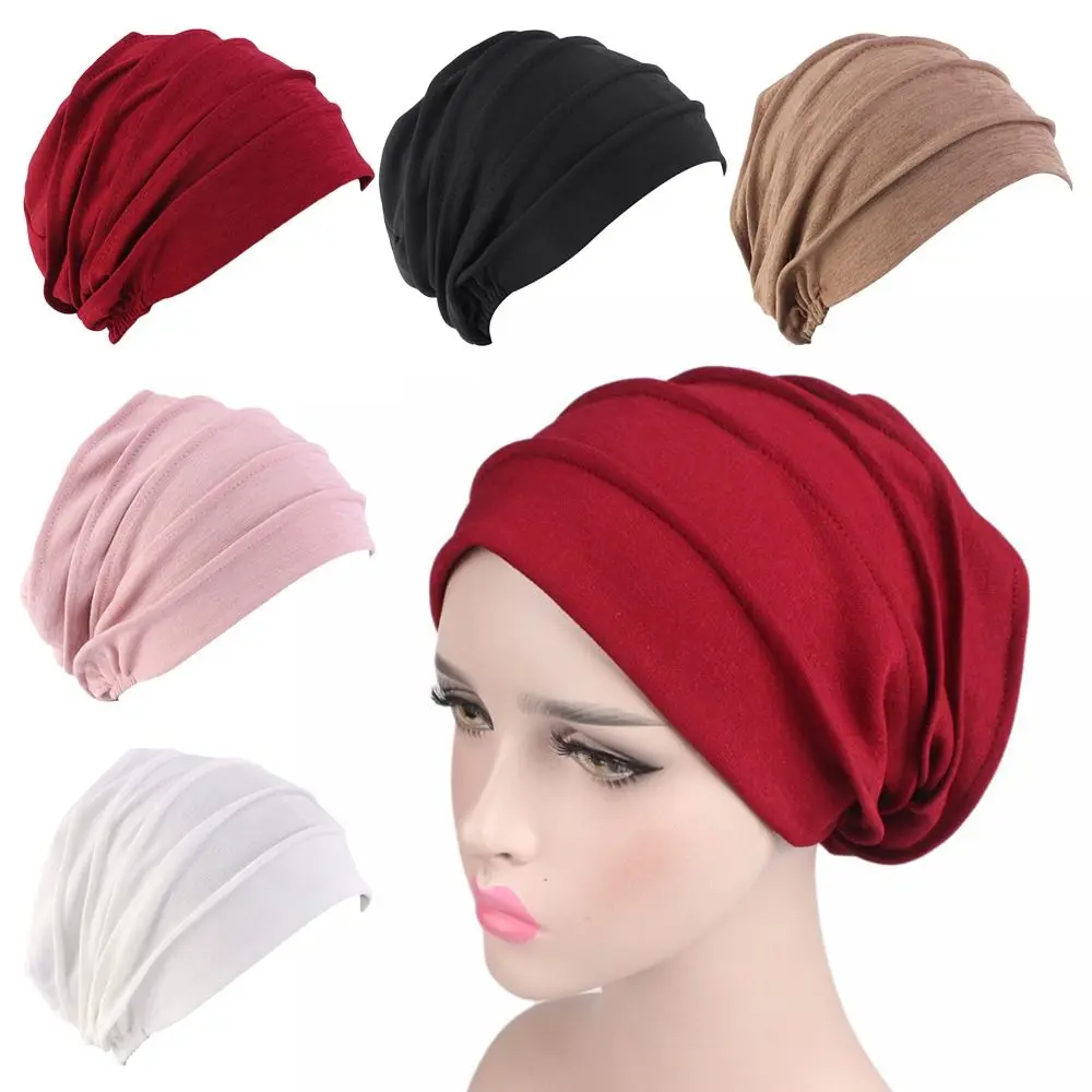 

New Cotton Head Cap Hat Muslim Scarf Cap Chemo Cap Ruffle Hat Women Breathe Hat