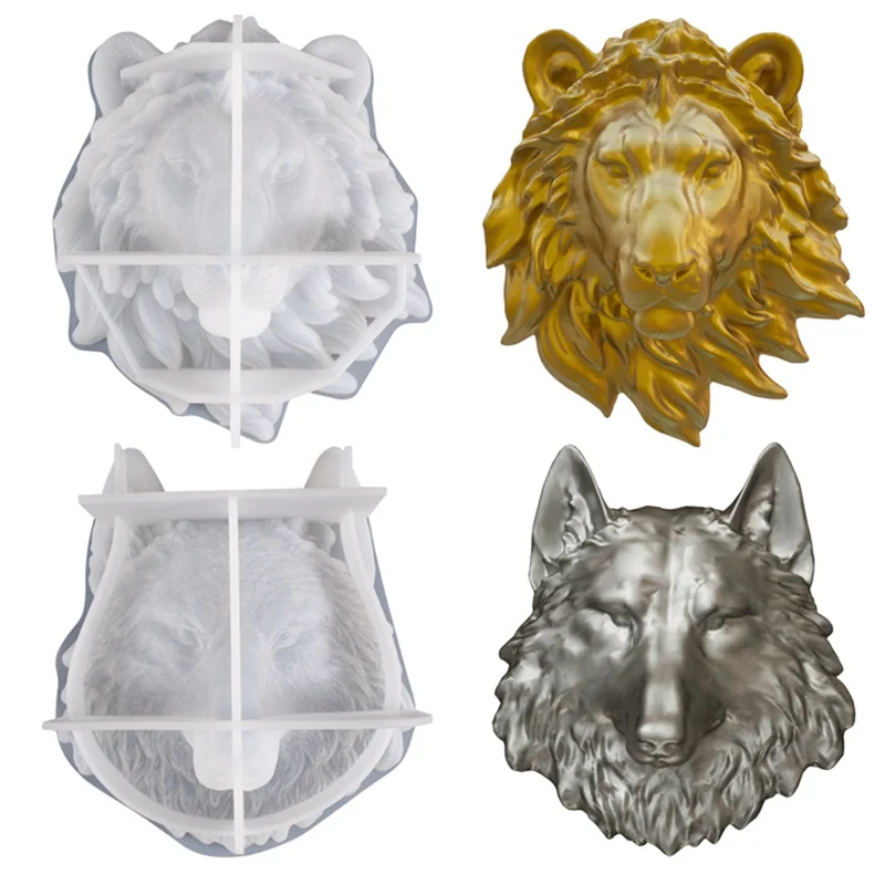 NOCM Lion Resin Mol, Mold Stereo Statue Door Decoration Wall Hanging Animal Silicone Mold for Wall Hanging, Window Door Decor