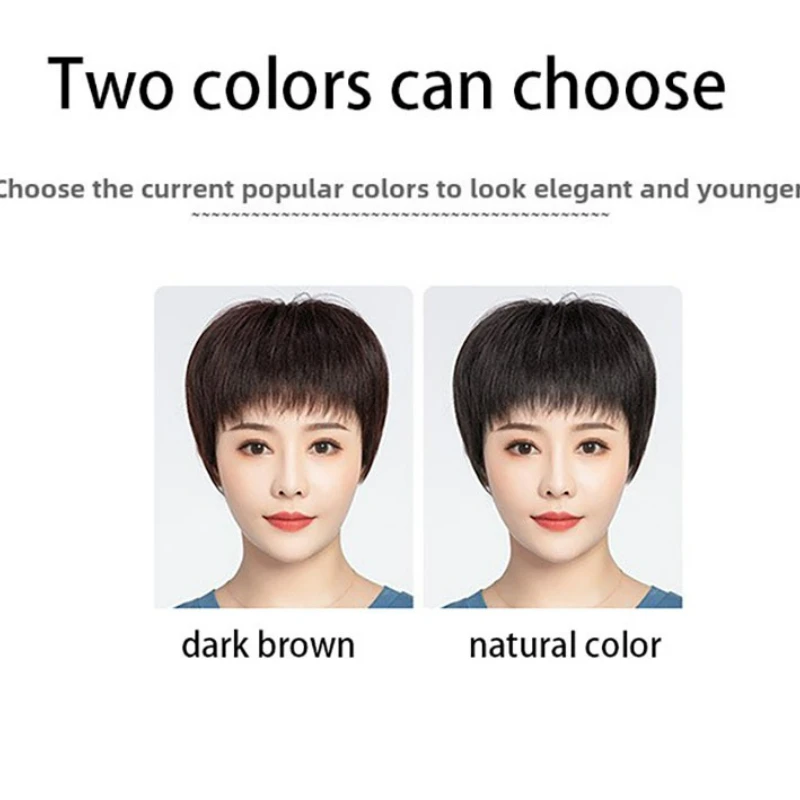 شعر بشري قصير نمط شعر مستعار للنساء الآسيويات في منتصف العمر وكبار السن آلية شعر مستعار طبيعي واقعي تنفس 2 ألوان الاستخدام اليومي #6