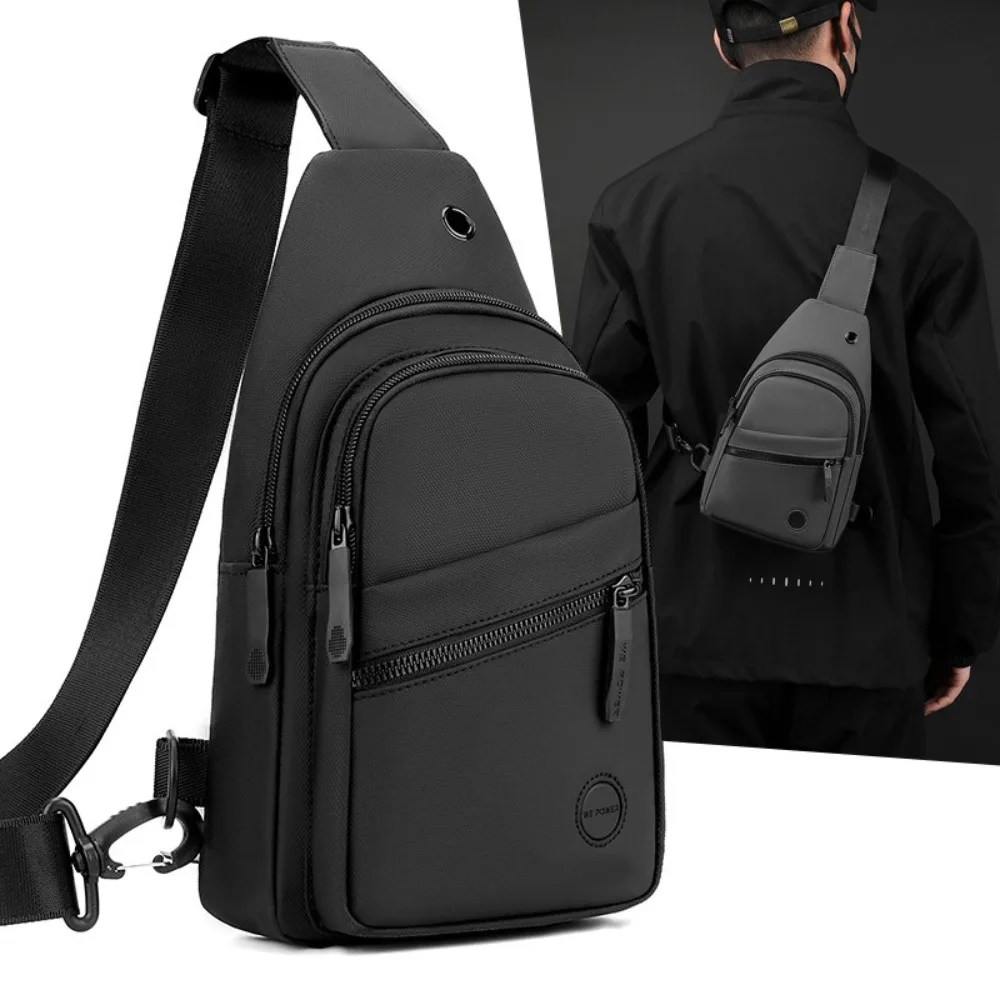 

Square Men Chest Bag Multi-functional Large Capacity Nylon Crossbody Bag Single Shoulder Solid Color Phone Pouch Bag Cycling