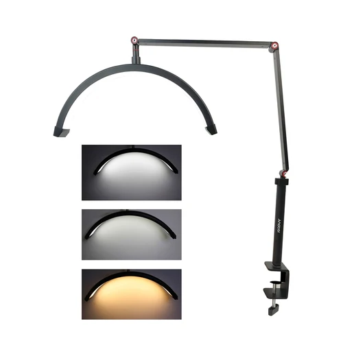 Imagen 2 del producto Andoer HD-M3X luz LED para vídeo anillo de luz de escritorio en forma de media luna 3000K-6000K regulable para salón de belleza maquillaje transmisión en vivo