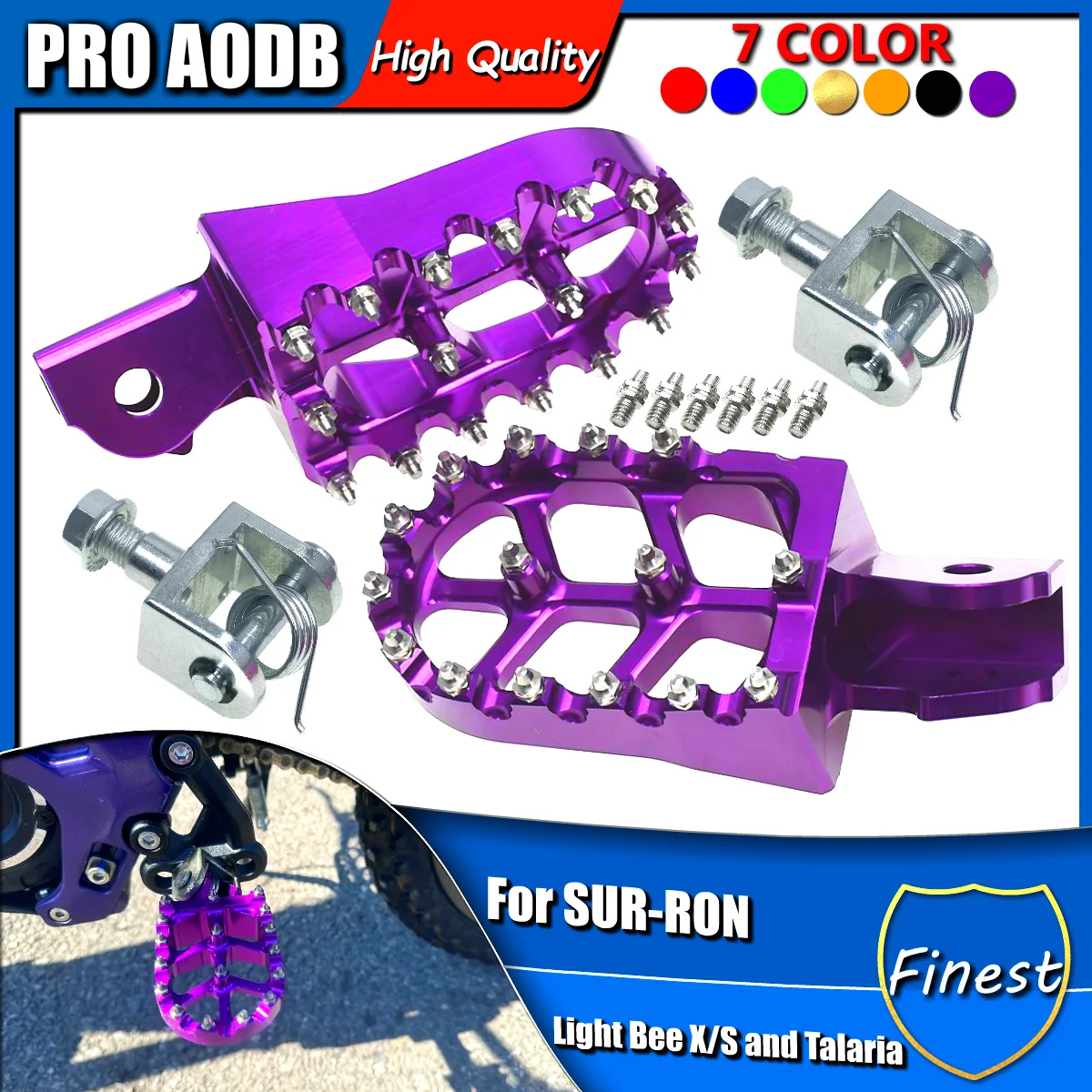 

Electric Dirt Bike Aluminium Wide Footpegs Foot Pegs Rests Pedal connection bracket For SUR-RON Light Bee X/S and Talaria