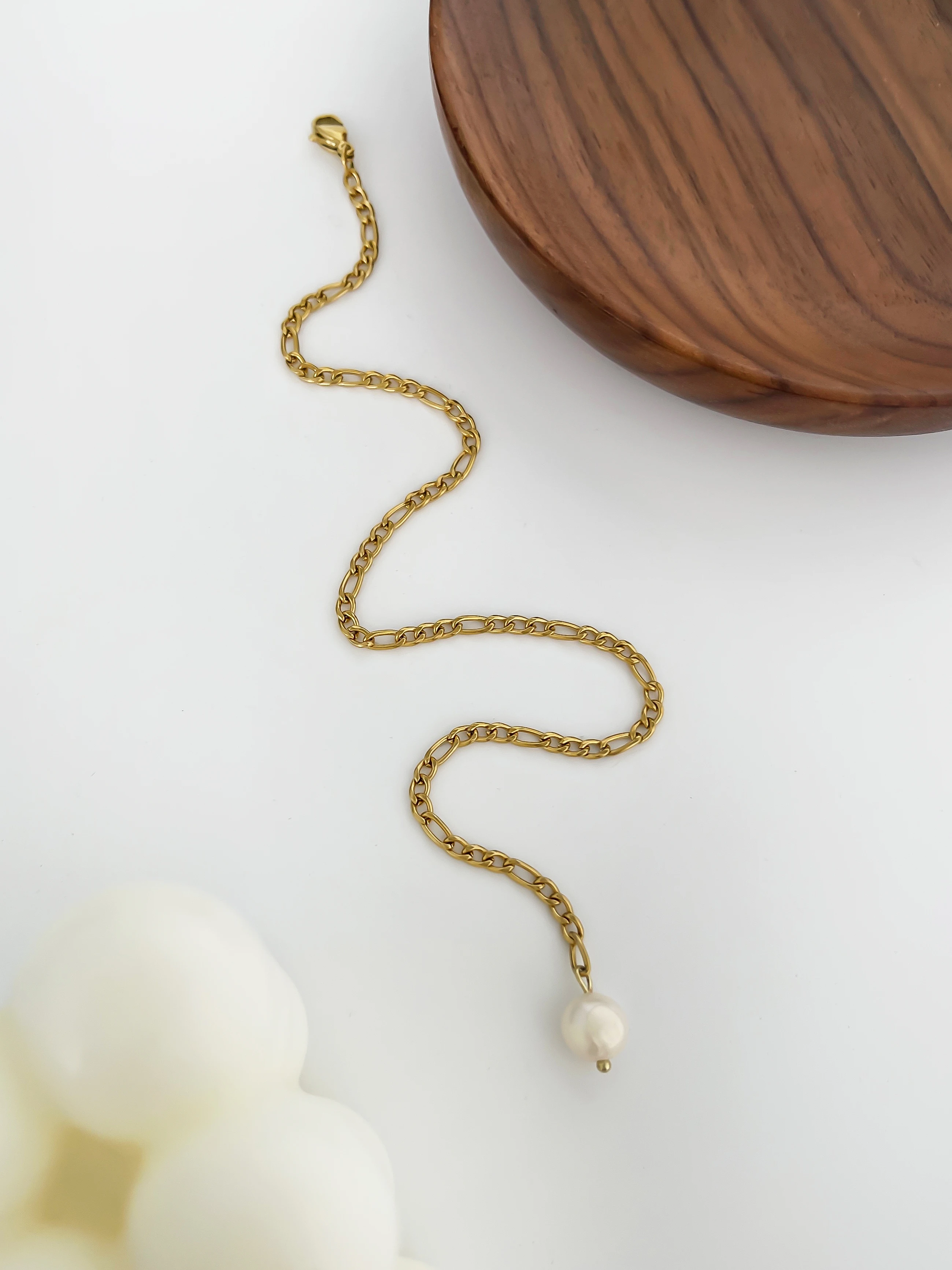 Peri\'sbox Fashion Gold Plated Natural Freshwater Pearl Ankles Chain for Women Stainless Steel Anti-Tarnish Jewelry Beach Summer